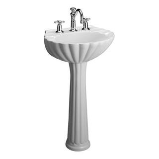 Bali 19 in. Pedestal Combo Bathroom Sink for 8 in. Widespread in White | The Home Depot