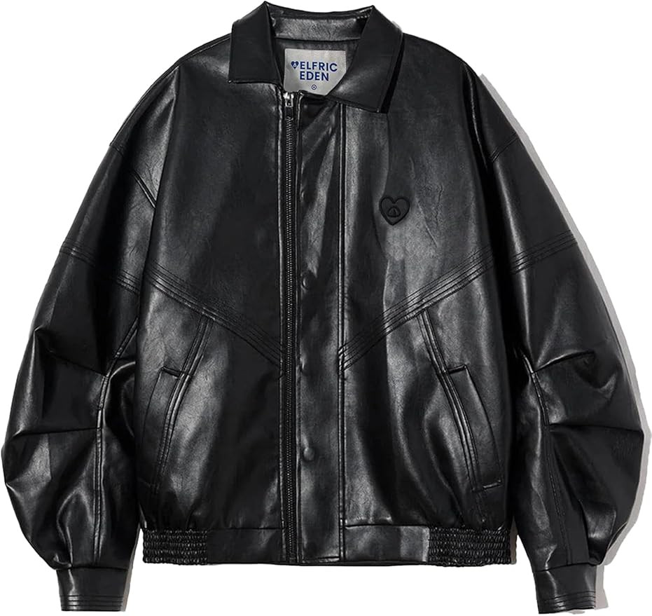 Aelfric Eden Womens Leather Jacket Oversized Y2k Faux Motorcycle Bomber Moto Biker Jackets Coats | Amazon (US)