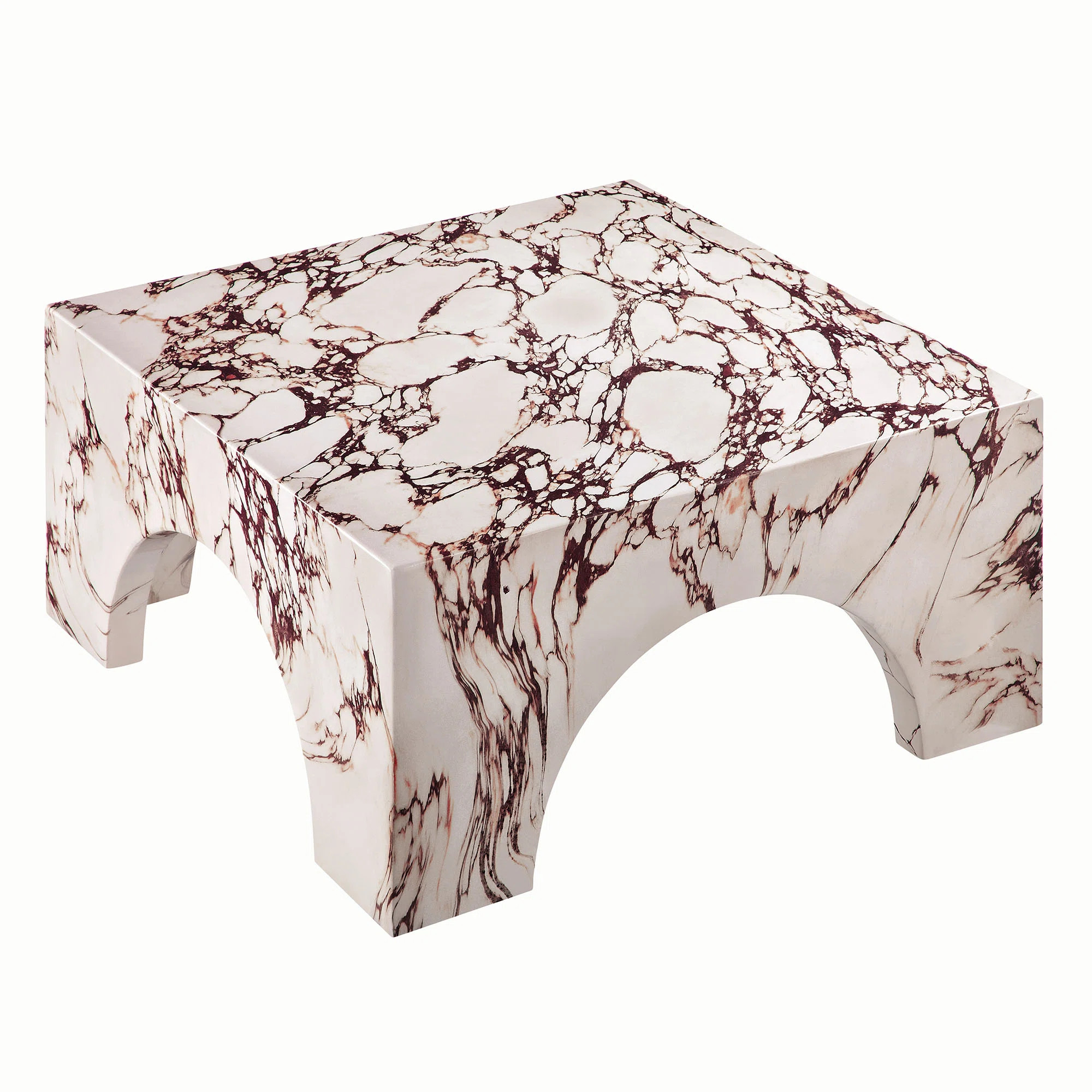 Valen Indoor - Outdoor Patio Arched Concrete Coffee Table In Red Marble | Wayfair North America