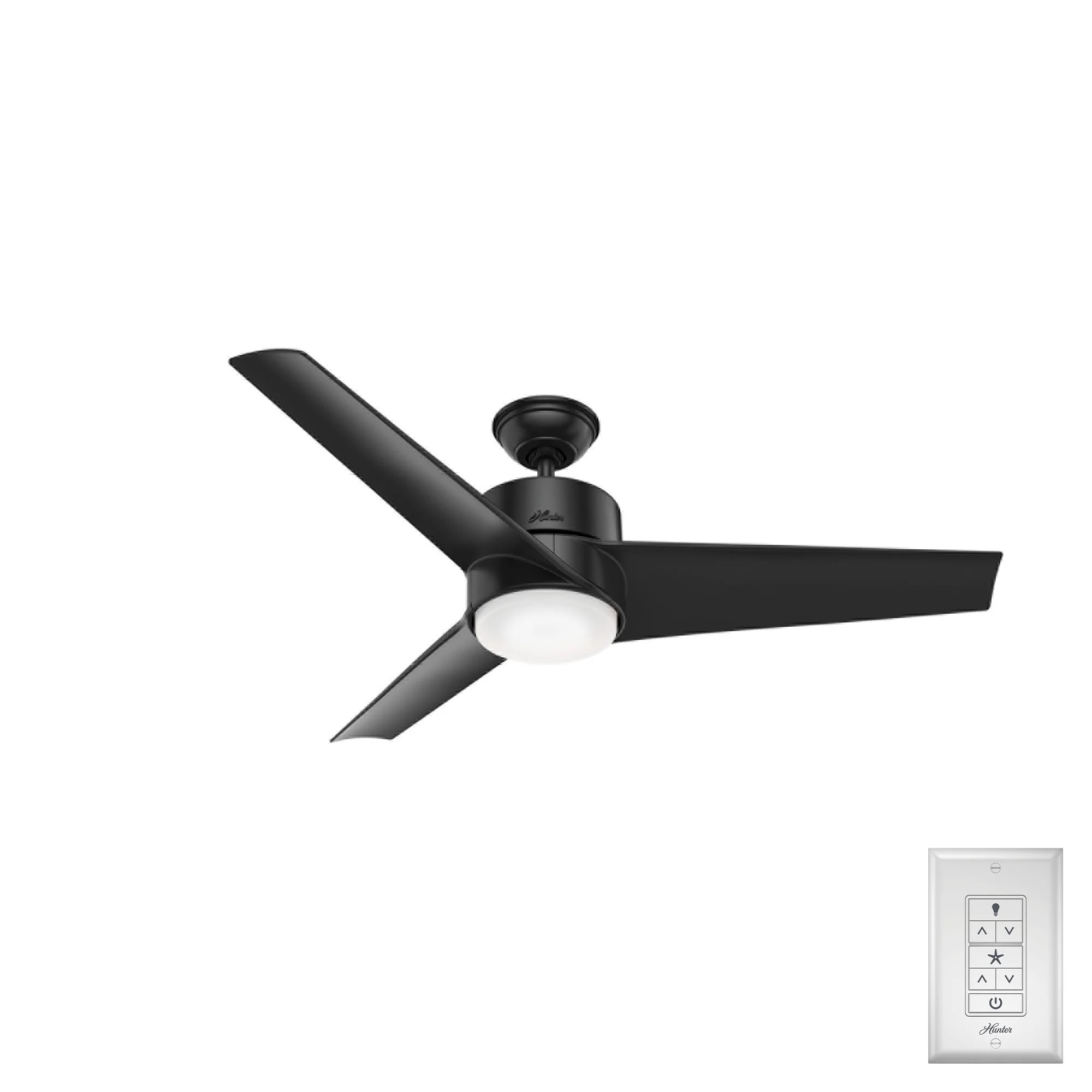 Hunter - Havoc Outdoor  Ceiling Fan With Light, Wall Control, 54-inch, Matte Black, Modern-style,... | Walmart (US)