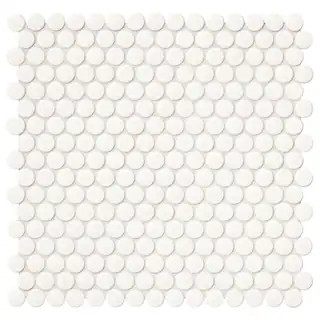 Daltile Restore 11 in. x 13 in. Glossy White Ceramic Penny Round Mosaic Wall Tile (1.06 sq. ft./E... | The Home Depot