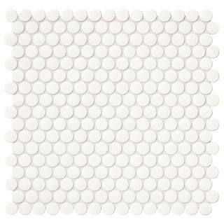 Restore 11 in. x 13 in. Glossy White Ceramic Penny Round Mosaic Wall Tile (1.06 sq. ft./Each) | The Home Depot
