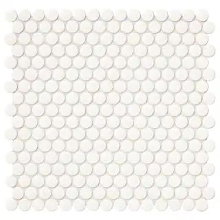 Daltile Restore 11 in. x 13 in. Glossy White Ceramic Penny Round Mosaic Wall Tile (1.06 sq. ft./E... | The Home Depot