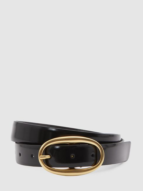 Patent Leather Oval Buckle Belt | Reiss DE