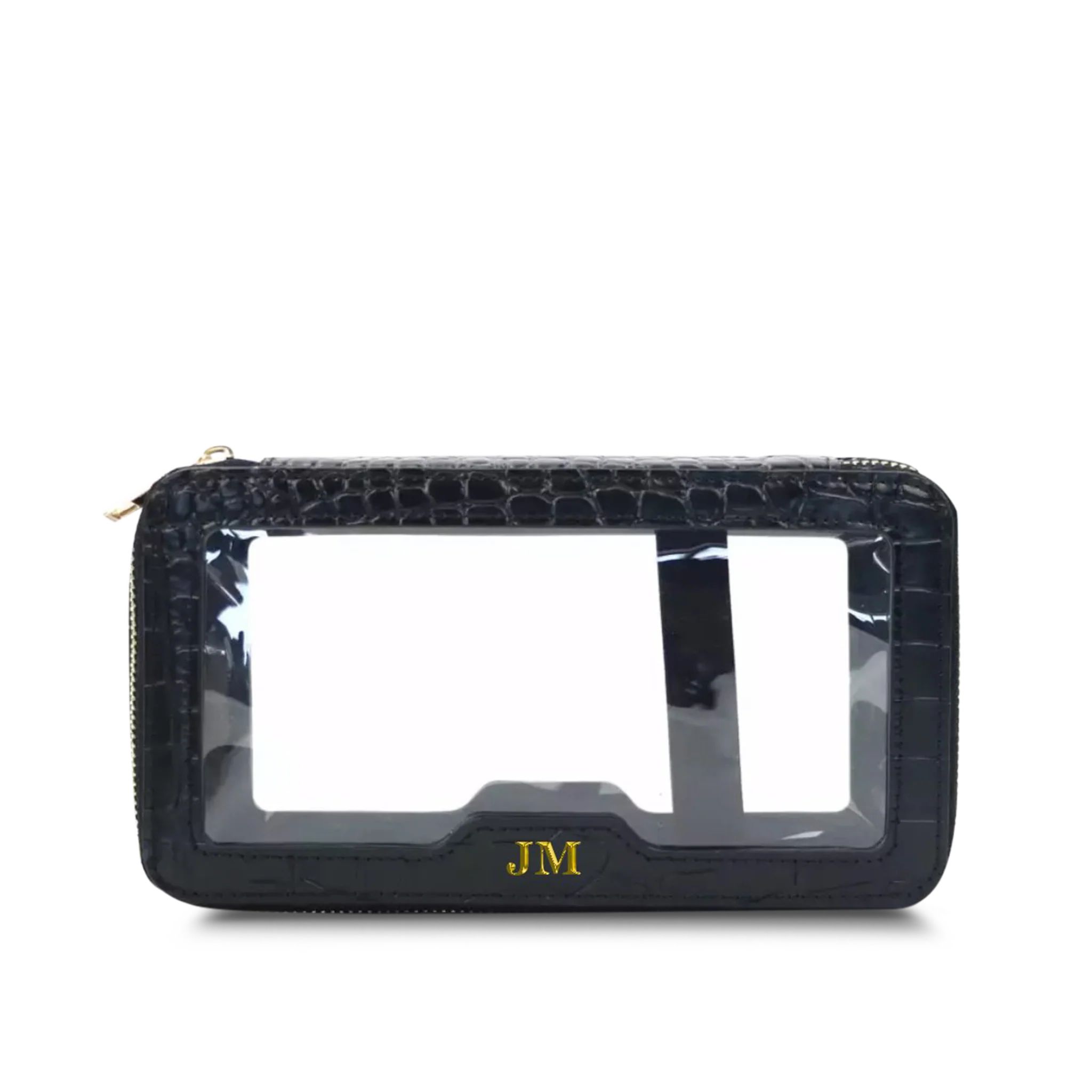 Lily & Bean Transparent Rectangular Makeup Bag Black Crocodile Effect | Lily and Bean