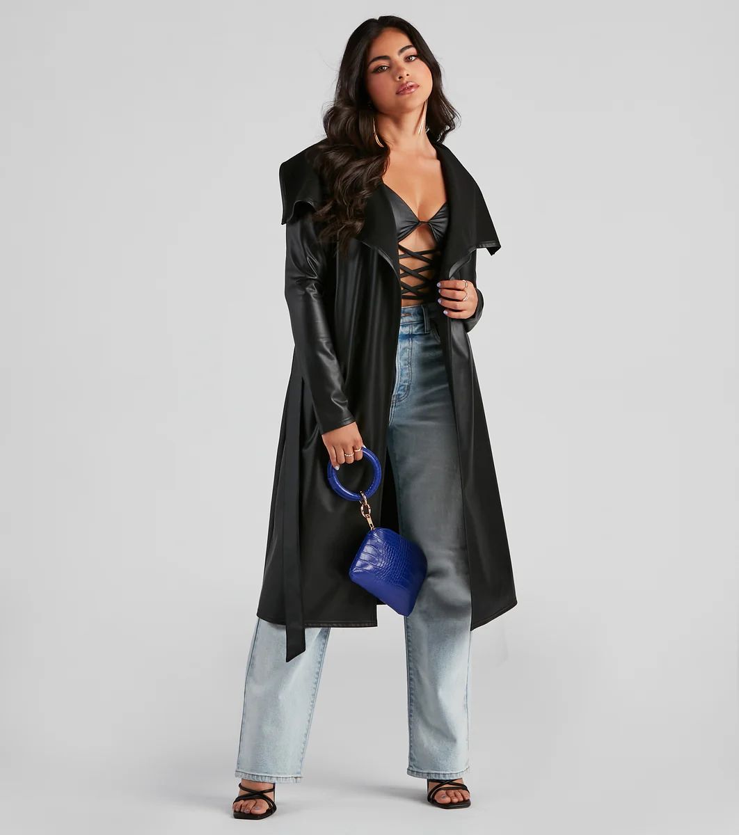 Elevated And Chic Faux Leather Trench | Windsor Stores