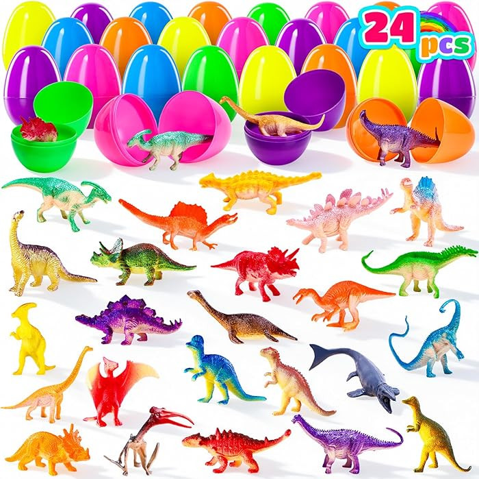 MGparty 24 Pack Prefilled Easter Eggs with Dinosaur Toys, Easter Egg Fillers Bulk for Kids,Easter... | Amazon (US)