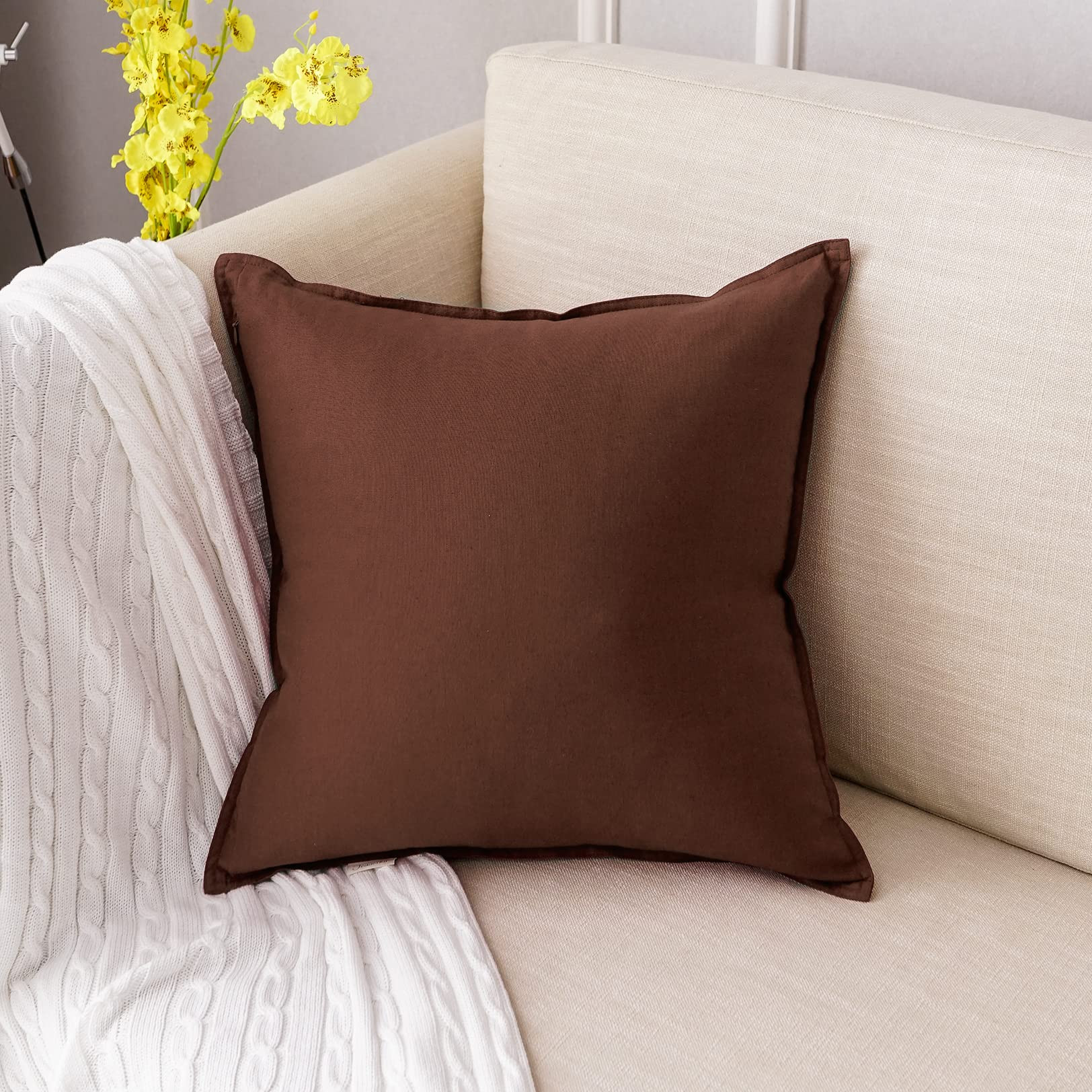 Jeanerlor 20"x20" Pillowcase Green Cousion Cover Decor Cotton Linen with Unique Design to Embelli... | Amazon (US)