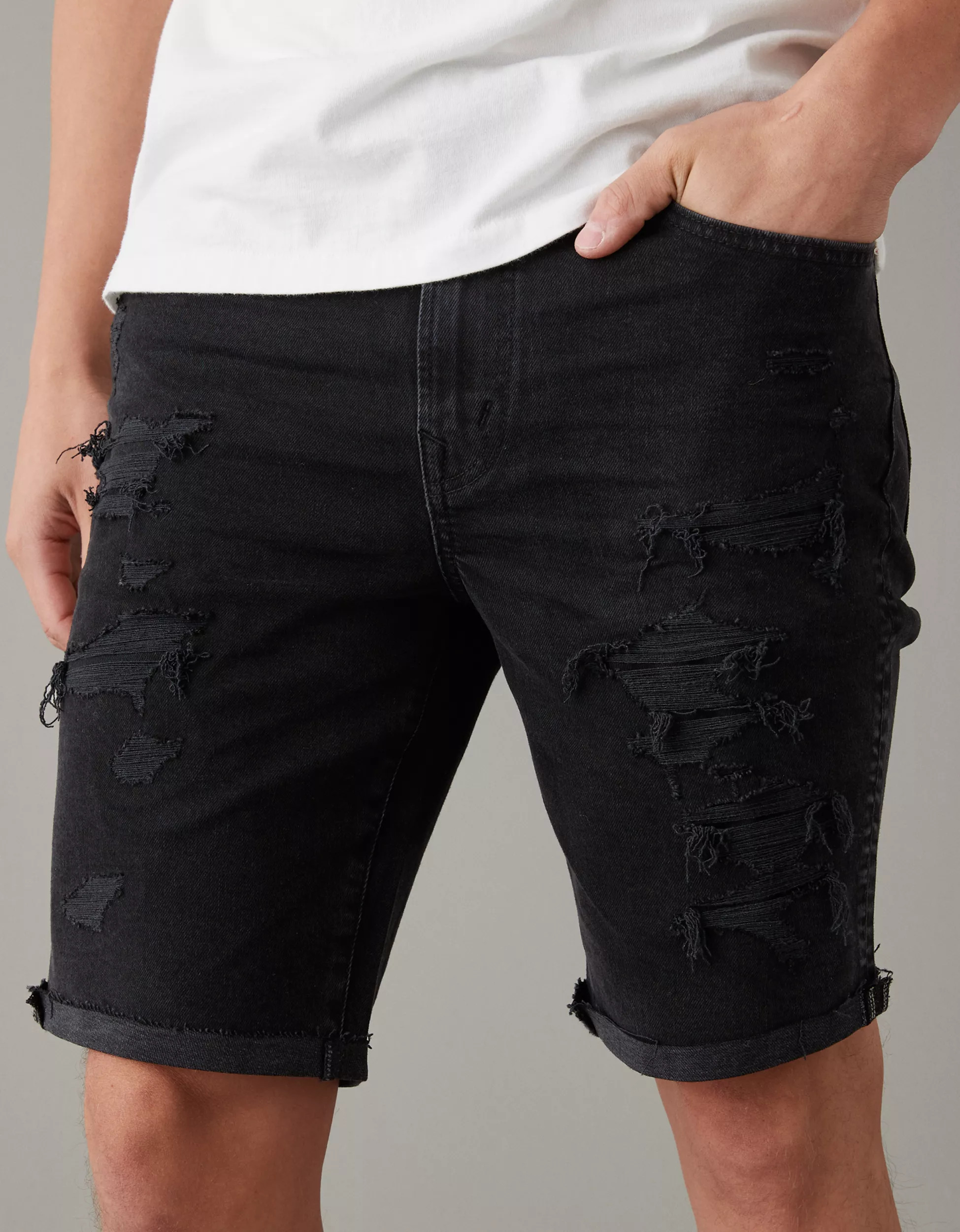 AE AirFlex+ Ultrasoft 9" Patched Denim Short | American Eagle Outfitters (US & CA)
