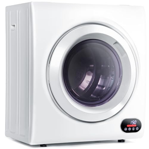 Euhomy Compact Laundry Dryer, 3.5 cu ft Front Load Stainless Steel Clothes Dryers With Exhaust Pipe, 1500W, LCD Control Panel Four-Function Portable Dryer For Apartments, Home, Dorm, White | Amazon (US)