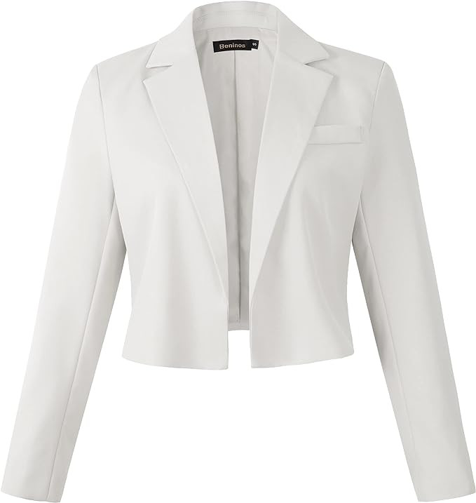 Beninos Womens Casual Blazers Open Front Cropped Blazer Jacket | Amazon (US)