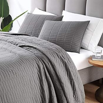 EXQ Home Summer Quilt Set Full/Queen Size Grey 3 Piece,Lightweight Microfiber Soft Coverlet Moder... | Amazon (US)