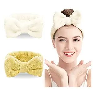 LADES Spa Headband - 2 Pack Bow Hair Band Women Facial Makeup Head Band Soft Coral Fleece Head Wr... | Amazon (US)