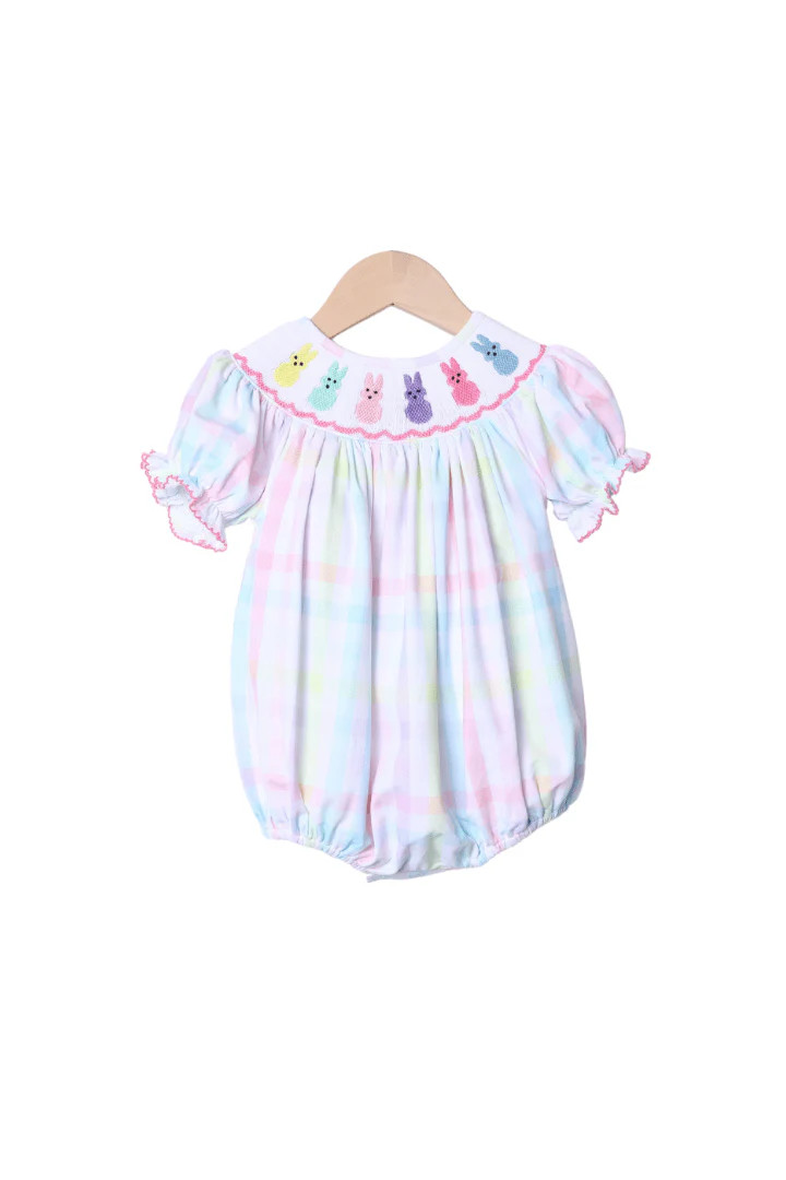 Smocked Peep Pastel Plaid Bubble | The Smocked Flamingo