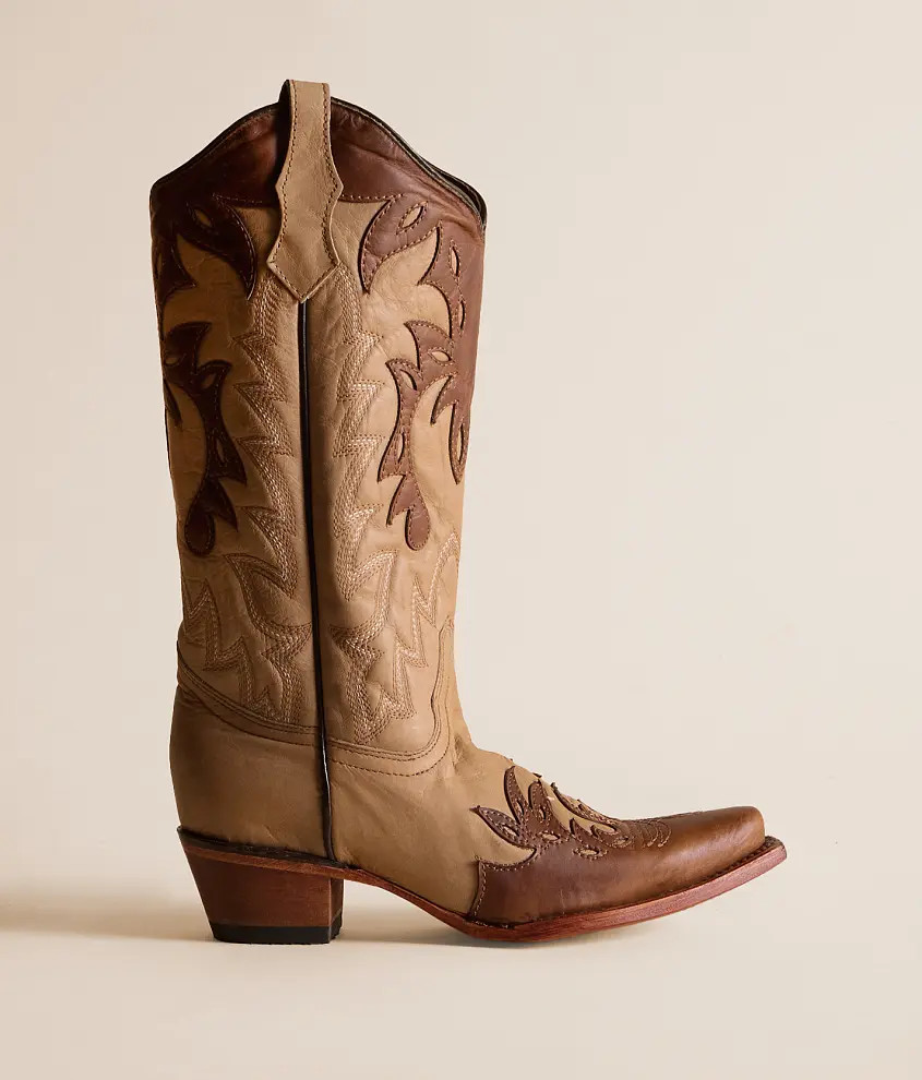 Embroidered Leather Western Boot | Buckle