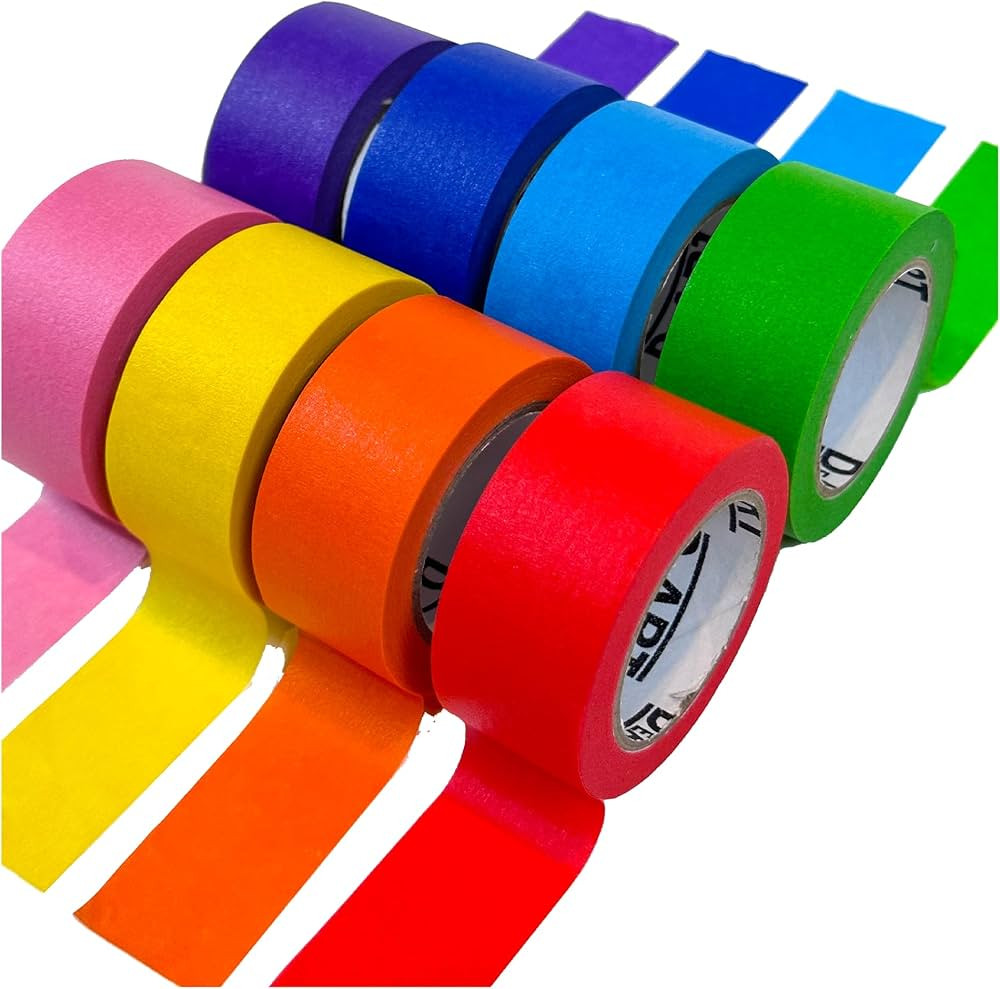 8 Colorful Rolls of Masking Tape - 1 inch x 11 Yard - Painters Tape Assortment - Colored Labeling... | Amazon (US)
