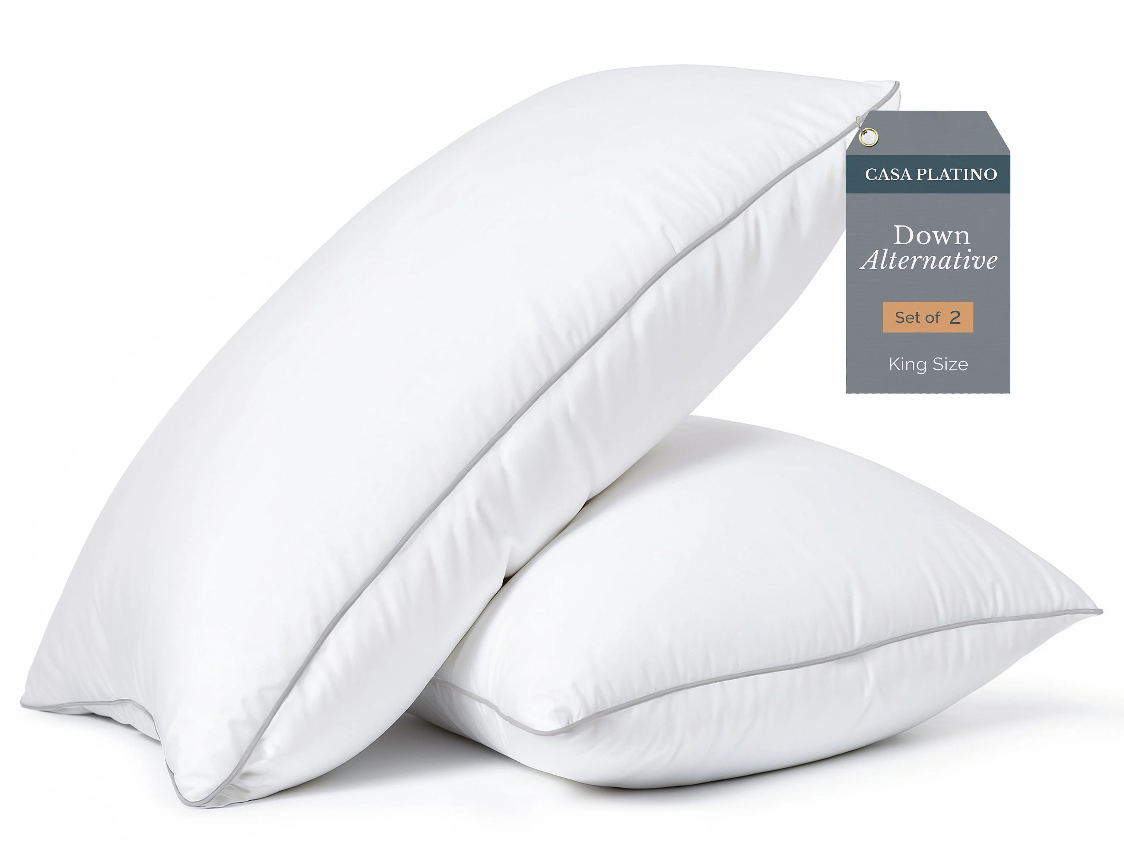 Casa Platino King Size Pillows Set of 2, Medium Soft Support, Hotel Quality King Bed Pillows, Dow... | Walmart (US)