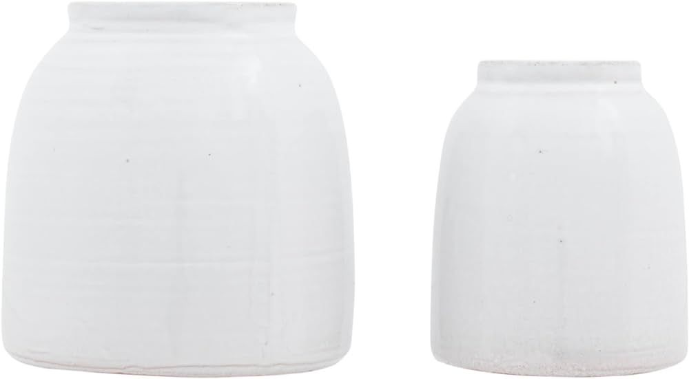 Creative Co-Op White Terracotta Vases, Small and Large, White | Amazon (US)