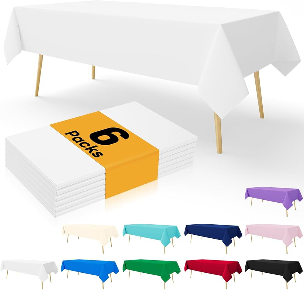 smiry Disposable Table Cloth 6 Pack, 54 x 108 Inch Table Cloths for Parties, Decorative Tableclot... | Amazon (US)