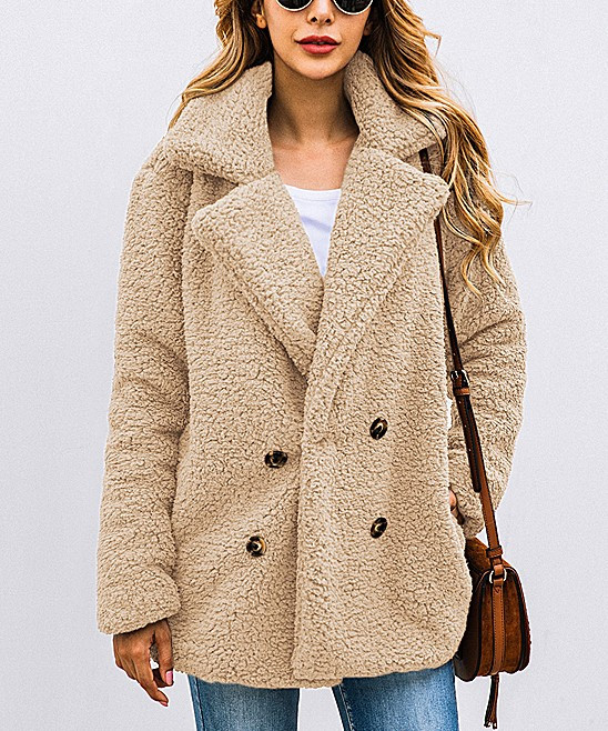 Suvimuga Women's Overcoats Khaki - Khaki Teddy Coat - Women & Plus | Zulily