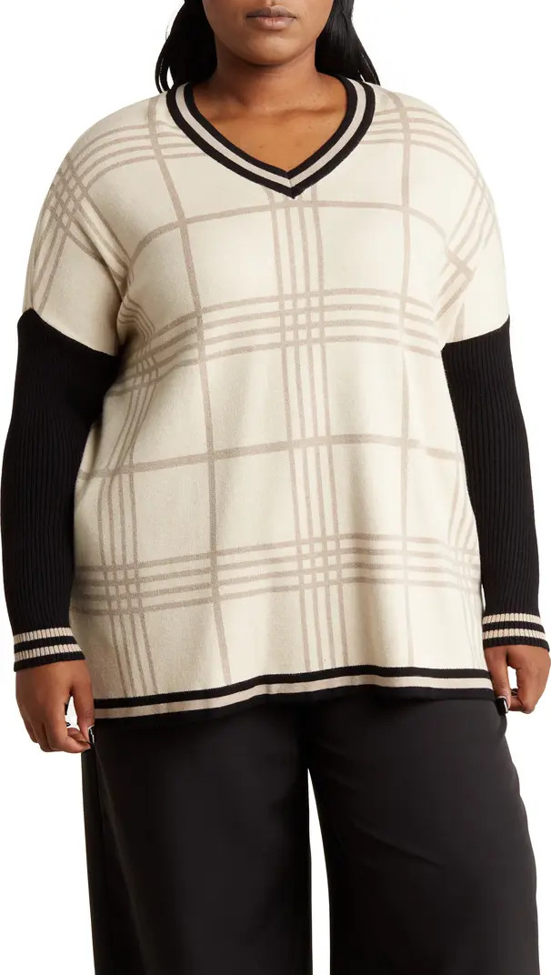 Joseph A Oversize Plaid V-Neck Sweater | Nordstromrack | Nordstrom Rack