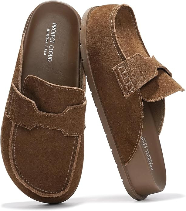 Project Cloud Genuine Suede Womens Clog - Memory Foam Arch Support Non-Slip Sole Mules & Clogs fo... | Amazon (US)