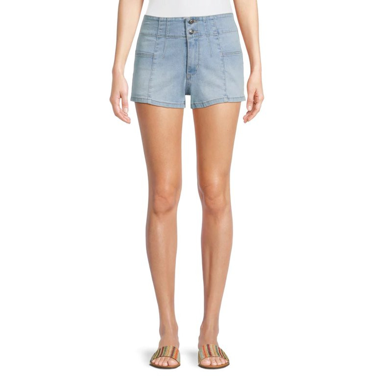 No Boundaries Pintuck Denim Shorts, 3” Inseam, Women’s and Women’s Plus | Walmart (US)