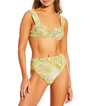 Antonio Melani x Amanda Vaughan Cleo Balconette Paisley Print Swim Top & Dolly Paisley Print High... | Dillard's