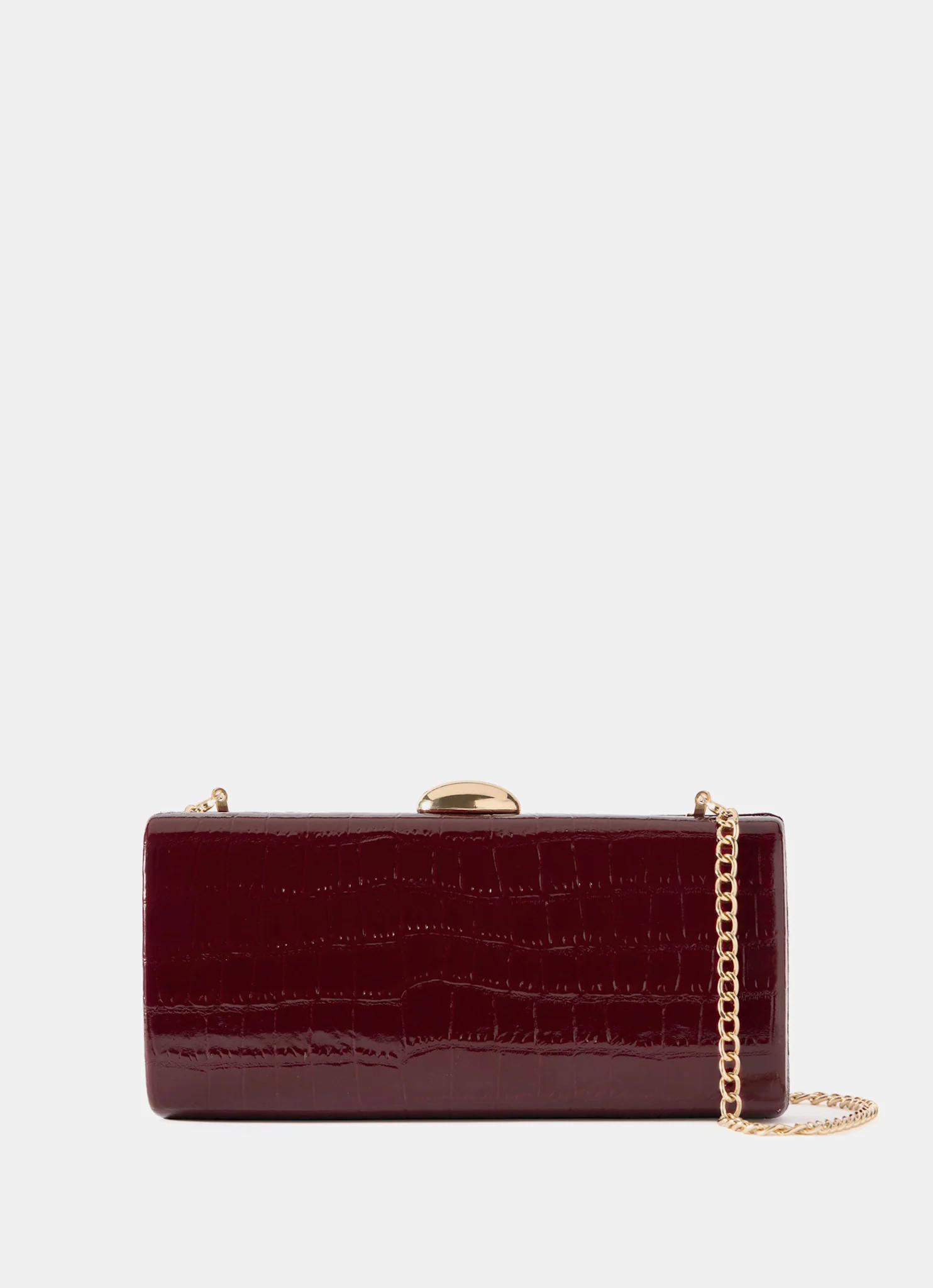 Hope Burgundy Structured Clutch Bag | Mint Velvet