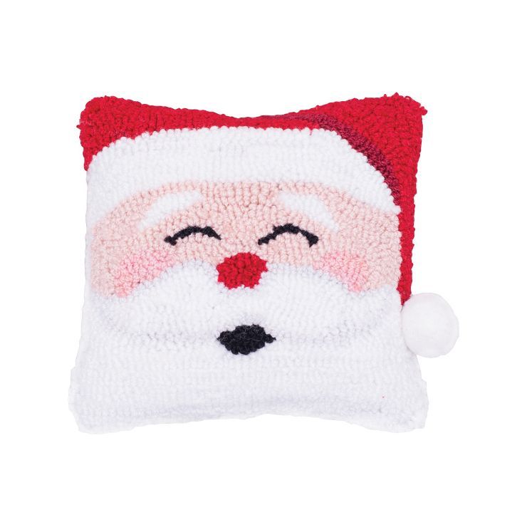 C&F Home 8" x 8" Happy Santa Hooked Petite Christmas Holiday Throw Pillow | Target