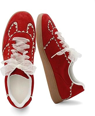 UBWDU Lace Fashion Ballet Sneakers for Women 2025 – Trendy Cute Crochet Ribbon Lace-Up Casual S... | Amazon (US)