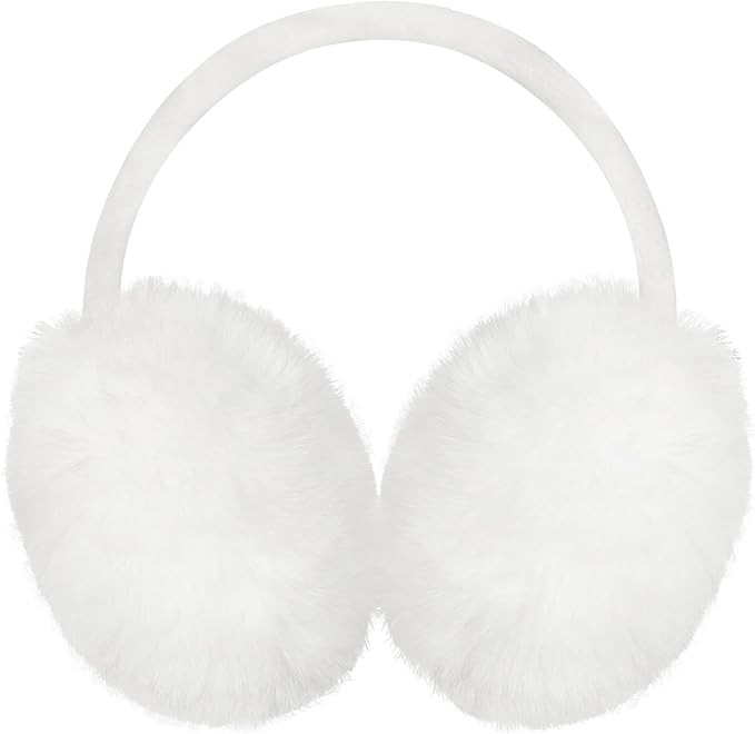 Ear Muffs Winter Women Girls Adjustable Faux Fur Ear Warmers Comfy Cute Fuzzy Earmuffs | Amazon (US)