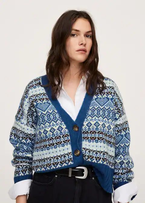 Button jacquard cardigan | MANGO (US)