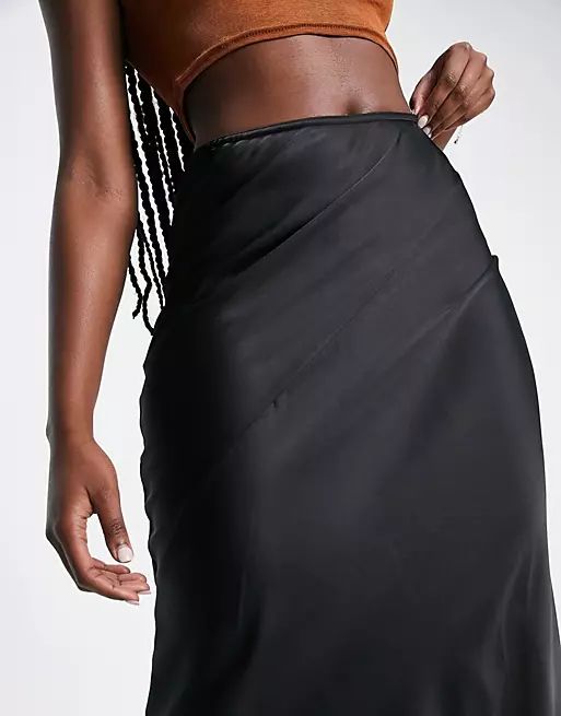 Topshop diagonal bias midi skirt in black  | ASOS | ASOS (Global)