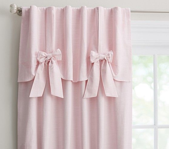 Evelyn Bow Valance Panel, Pink, 84" | Pottery Barn Kids