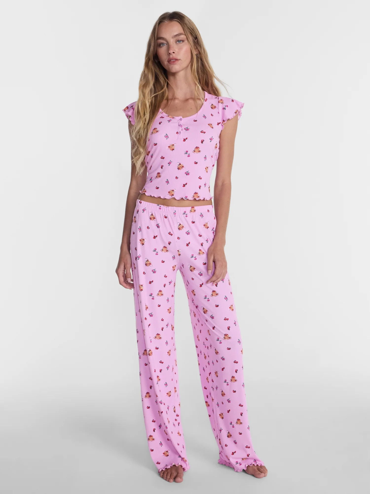 No Boundaries Henley Top and Pants Sleep Set, 2-Piece, Women's XS-XXL | Walmart (US)