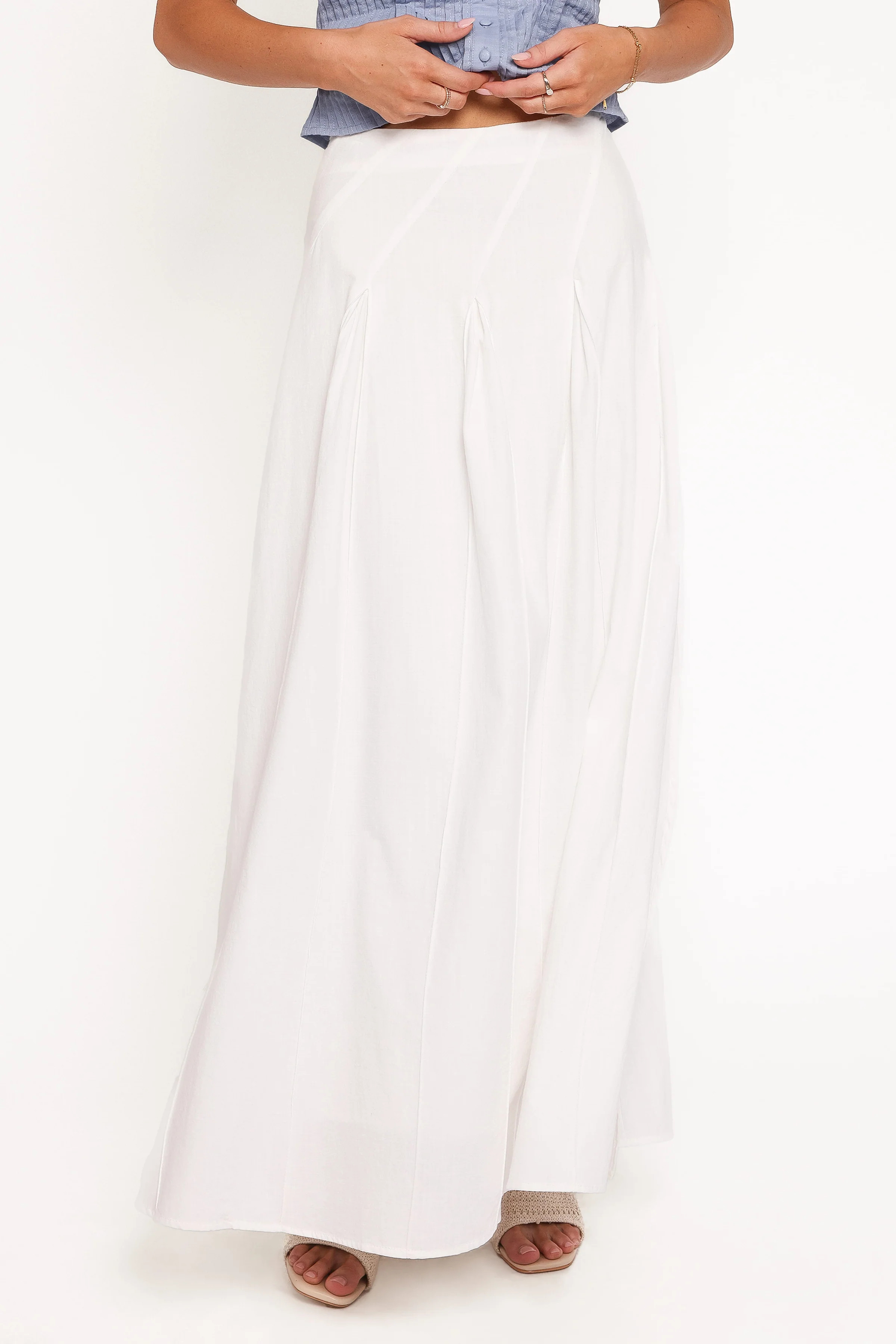 Zoey Maxi Skirt - White | Petal & Pup (US)