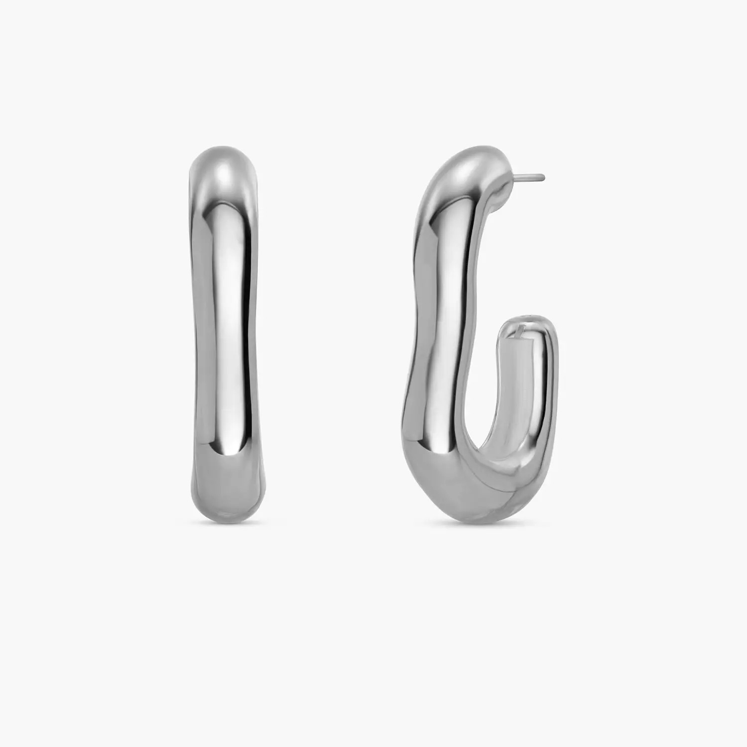 Dome Wavy Stud Earrings- Silver Plated | Oak & Luna (US)