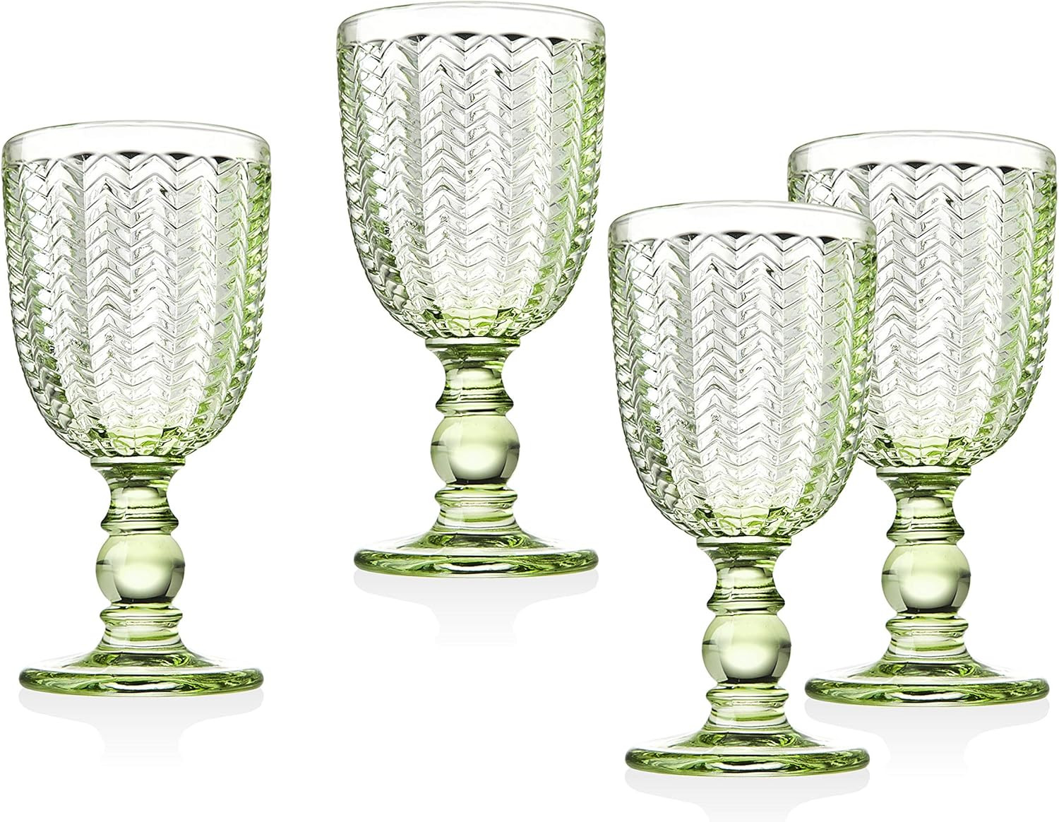 Twill Goblet Beverage Glass Cup by Godinger - Emerald Green - Set of 4 | Amazon (US)