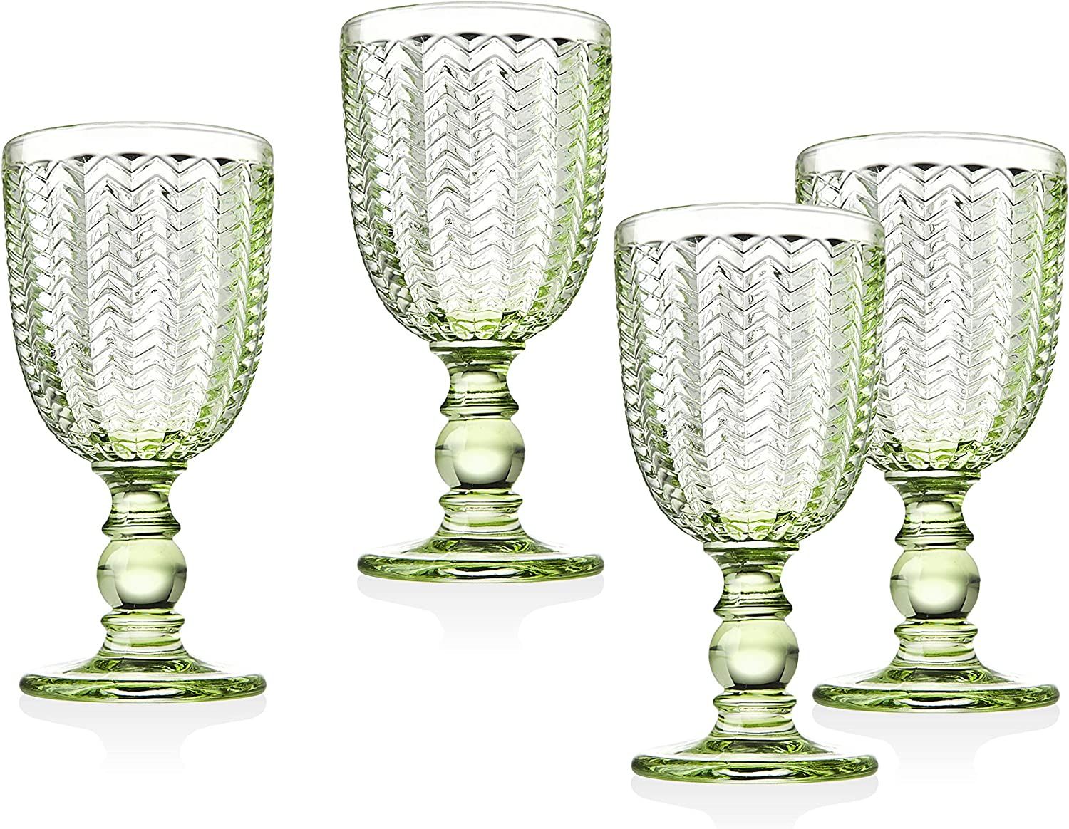 Twill Goblet Beverage Glass Cup by Godinger - Emerald Green - Set of 4 | Amazon (US)