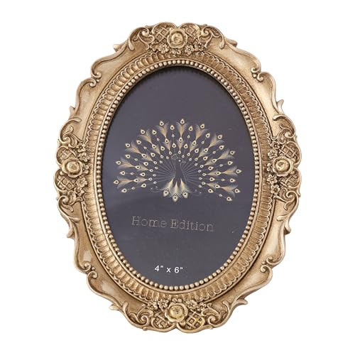 Desklens Vintage Picture Frame, Antique Gold Ornate Picture Frame, Victorian Retro Decorative Photo Frames for Tabletop & Wall, Baroque Home Decor Gifts for Women (Dark Gold Rose 4x6) | Amazon (US)