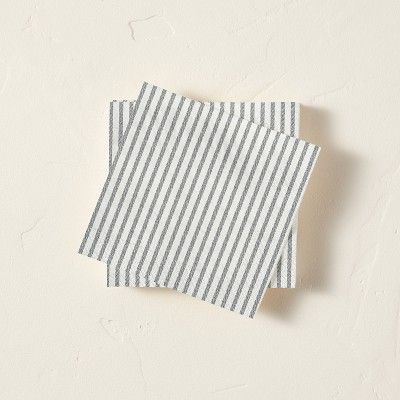 14ct Ticking Stripe Paper Beverage Napkins Gray/Cream - Hearth & Hand™ with Magnolia | Target