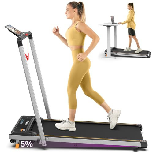 Fithrill Walking Pad Under Desk Treadmill for Home Office Small Spaces with Handle Bar Incline, 3 in 1 Portable Folding Mini Walking Jogging Running Compact 2.5 HP Machine | Amazon (US)