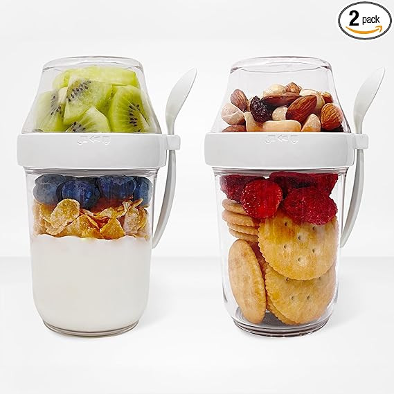 Felli On the Go Yogurt Parfait Snack Cup with Lid 100% Leak Proof, Travel Spoon, Granola Holder f... | Amazon (US)