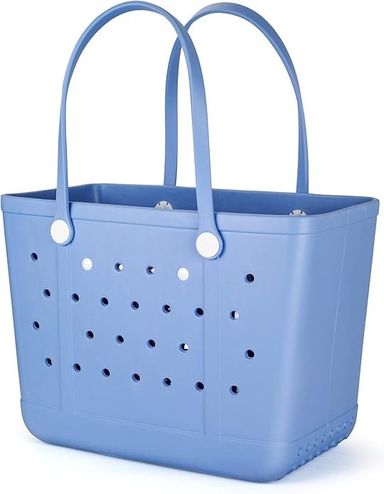 X Large Rubber Waterproof Beach Tote Bag, Durable Open Travel Washable Anti-Tip Storage Basket Ho... | Amazon (US)