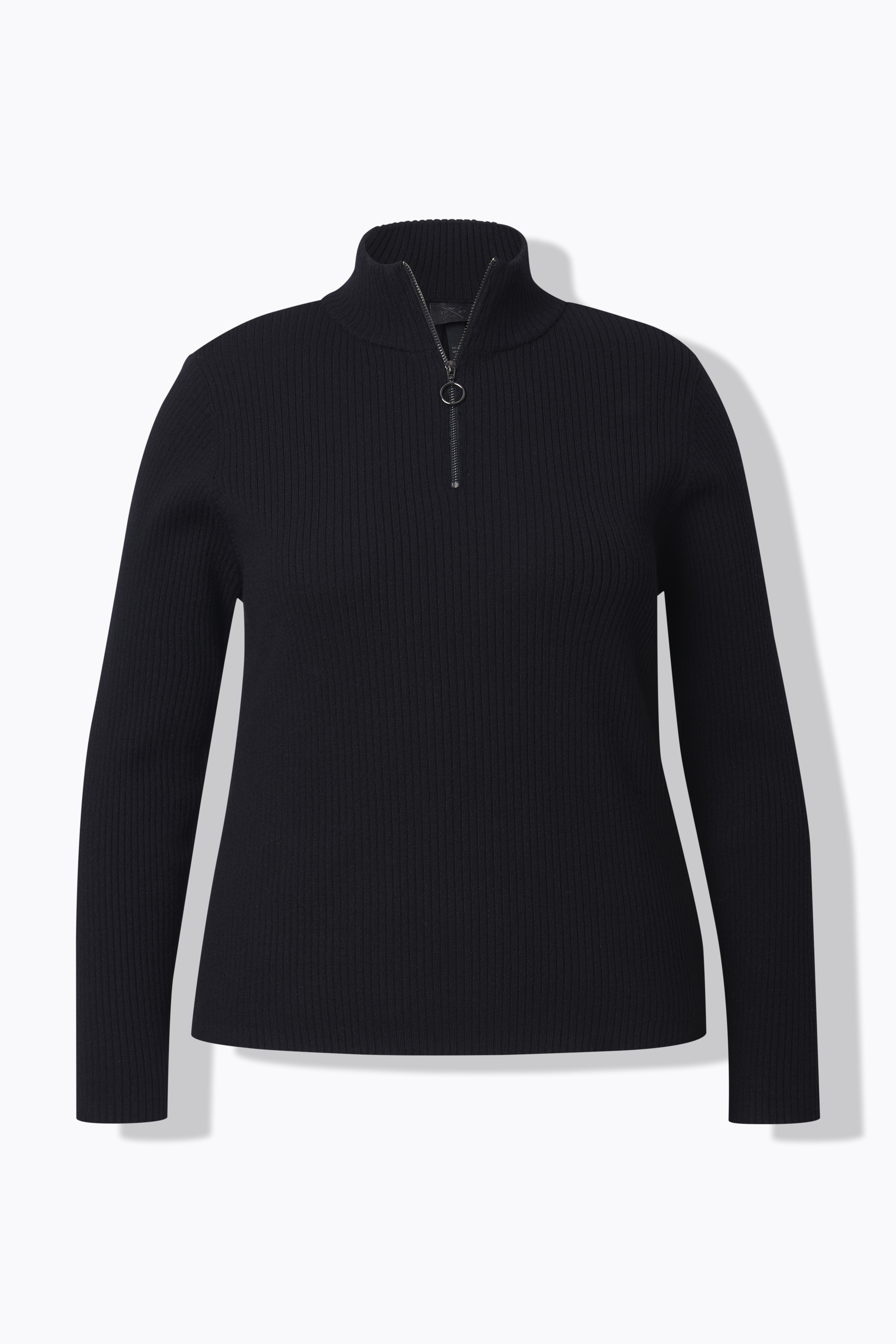 Ribbed Knit Zip Front Turtleneck Sweater | Ulla Popken - US