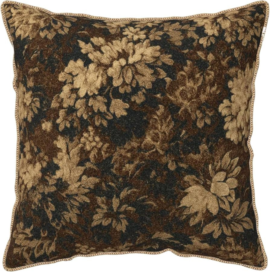 Vintage Dark Brown Flowers Velvet Pillow Covers 18x18 Inch Boho Retro Abstract Floral Throw Pillo... | Amazon (US)