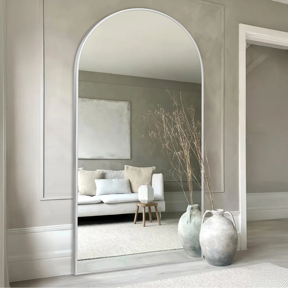 Malesha Large Modern Full Length Arched Aluminum Alloy Framed Floor Mirror | Wayfair North America