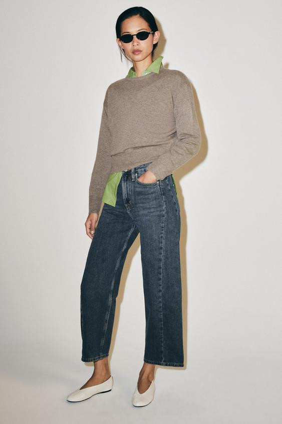 Zara - Zw Collection Mid-Rise Relaxed Ankle Jeans - Black - 31 (Ca 12) - Woman | Zara Canada