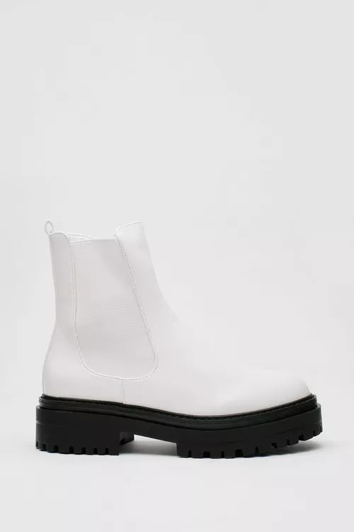 Chunky Platform Faux Leather Chelsea Boots | Nasty Gal (US)